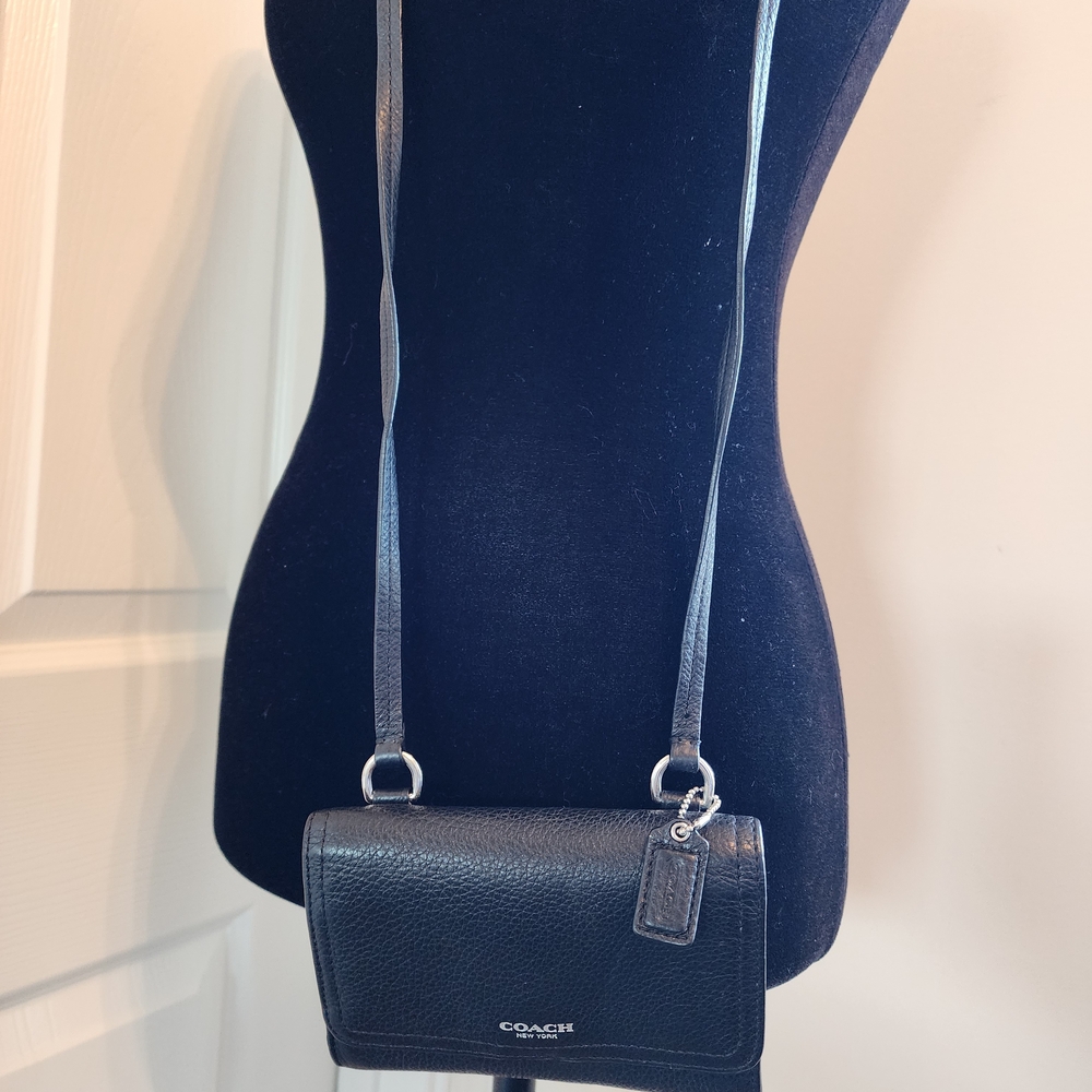 Coach Black Leather Crossbody Wallet Bag - Picture 7 of 11